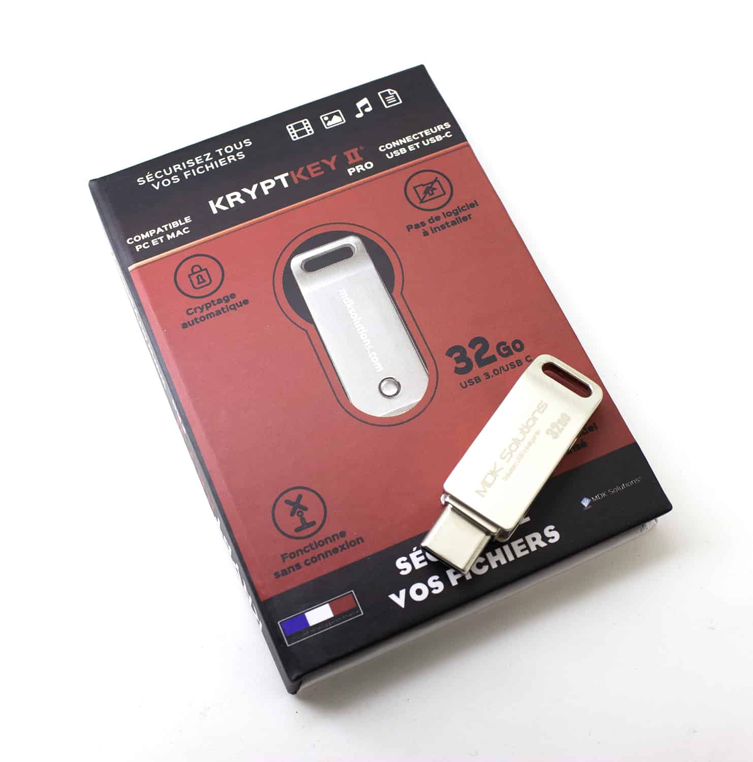 Clé USB sécurisée MDK SOLUTIONS Mac/PC chiffrement et Disque Virtuel